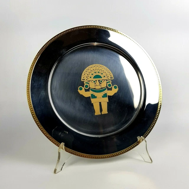 Placa Gottinghen de Acero Inoxidable 18/10E 24KT CT Oro Zecchino Vintage Rara
