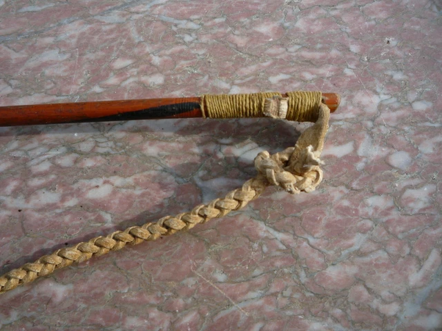 Ancien Fouet De Récolte équitation – Cuir Marron – 33 Cm