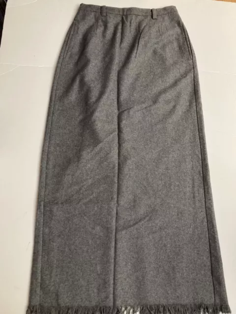 Eddie Bauer Womens Size 4 Vintage Gray Long Wool Blend Lined Frayed Hem Skirt