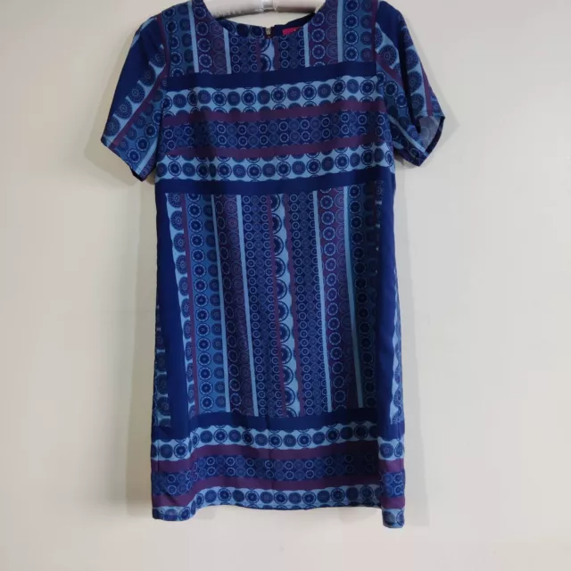 Ness Shift Dress Size 12 UK Blue Print Chiffon Fully Lined