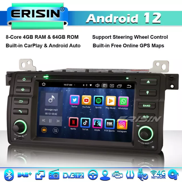 8-Cœurs Android 12 64GO Autoradio GPS BMW 3 Série E46 M3 ROVER 75 MG ZT CarPlay