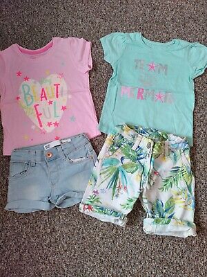 Girls Summer Outfits Bundle Next/Denim Co Shorts And Primark Tops 3-4 Years
