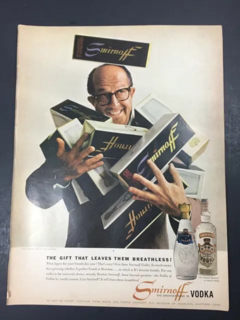 Vintage 1959 Original Smirnoff Vodka Phil Silvers Sgt Bilko CBS tv show Print Ad