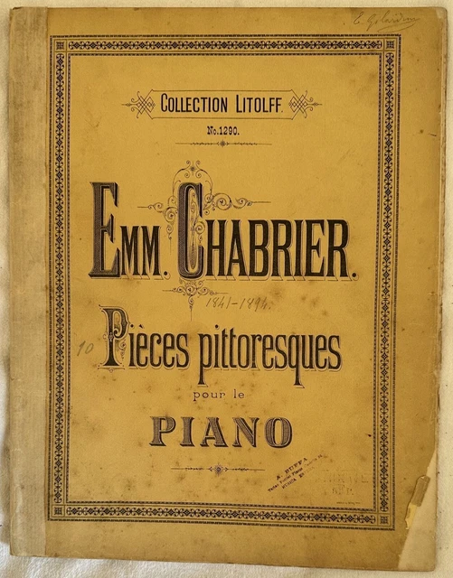 Pieces Pittoresques Emmanuel Chabrier Pianoforte Piano 1800 Epoca Romantica