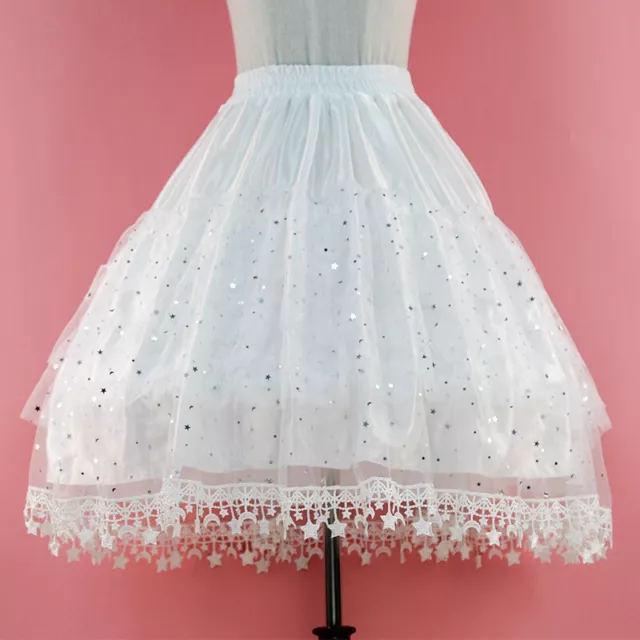 Skirt Petticoat Crinoline Gown Underskirt Tutu Mesh Retro Star Women Lolita