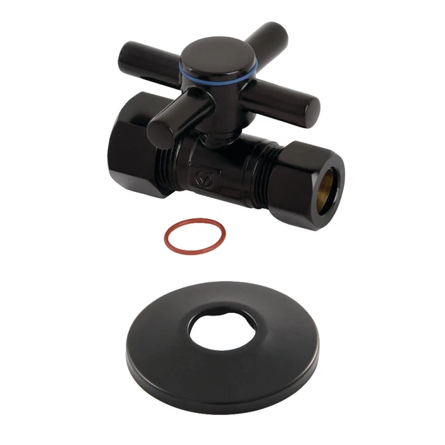 Kingston Brass CC4445.DXK 2-3/8"H Quarter Turn Straight Stop - Black