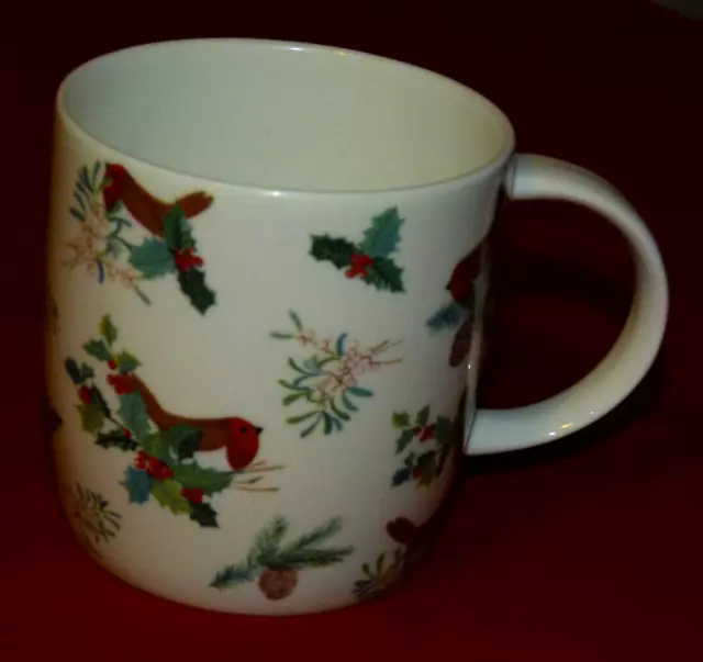 Laura Ashley Mug Christmas Robin Holly and Mistletoe Bone China VGC