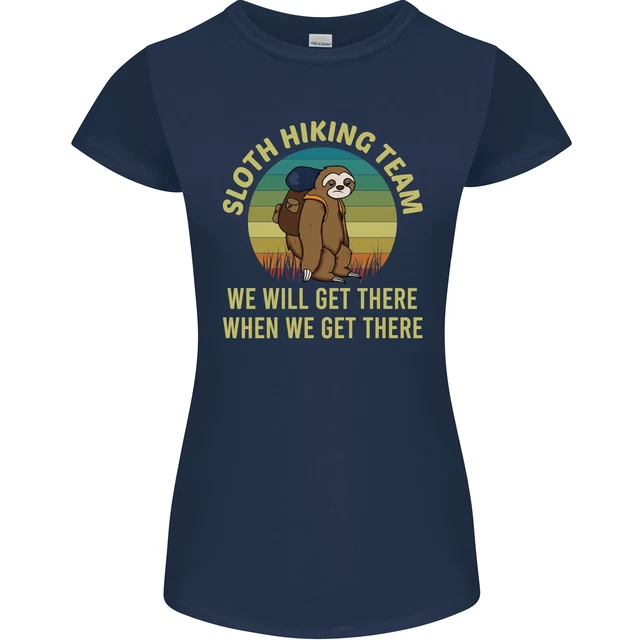 Maglietta Sloth Hiking Team Funny Trekking Walking Donna Petite Cut 3