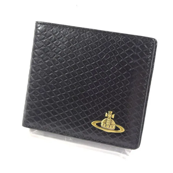 Vivienne Westwood / Orb Bifold Wallet Python Embossed Leather Black