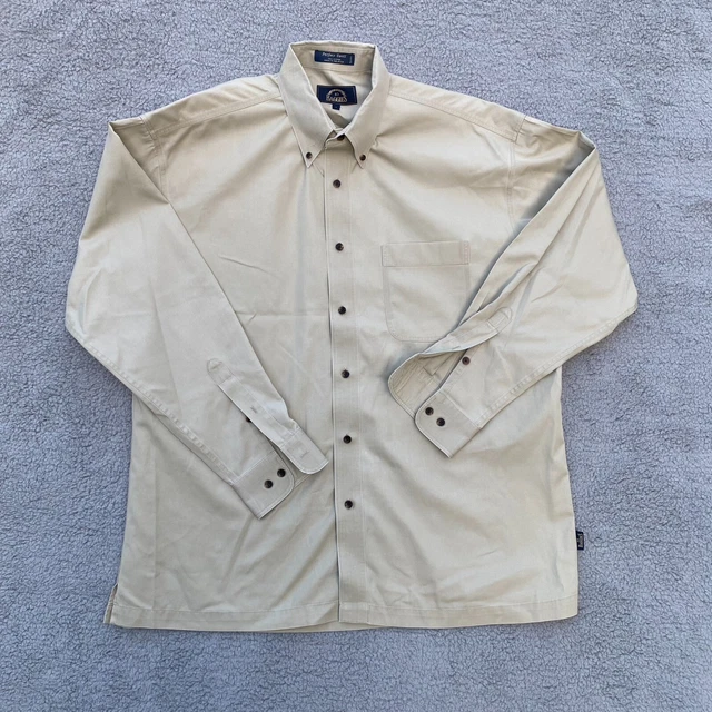 BD Baggies Button Up Shirt Mens Large Beige Perfect Twill Casual Outdoor *Flaw