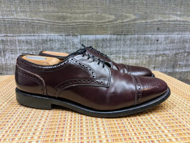 ALLEN EDMONDS &SANFORD& Burgundy Leather Cap Toe Dress Derby Shoes Mens ...
