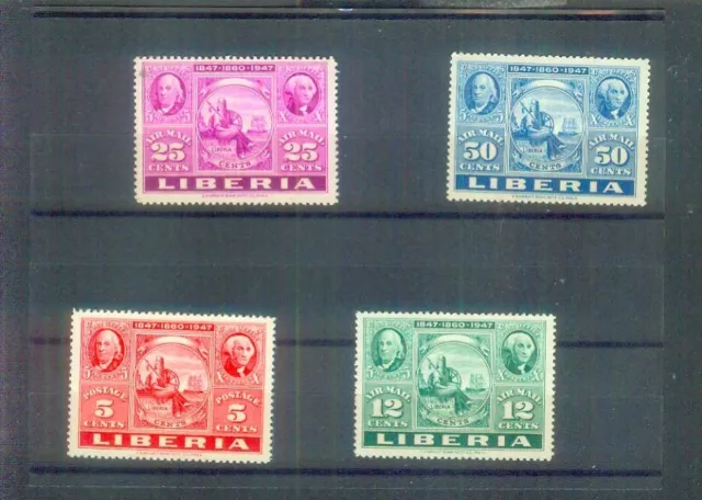 Quite Rare Set Stamps from Liberia, MI 387-390 from 1947, Stamped