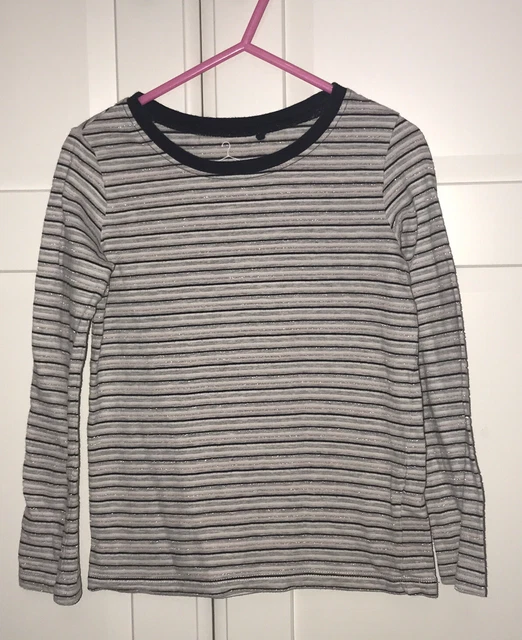 Next Long Sleeve Round Neck Top Blue Grey Pink Silver Stripe Age 5 Years