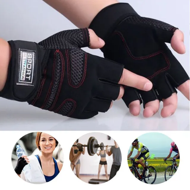 Work Out Gloves Weight Lifting Gym Wrist Wrap Sports Exercise Training Fitness