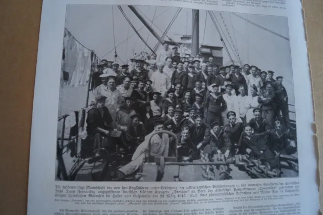 1915 Zeitungsdruck 3750 Chile Kreuzer Dresden im Hafen Valparaiso