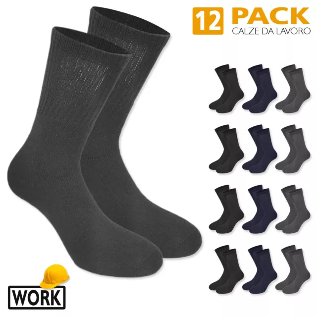 12 Paire Chaussettes Homme Travail Collants Éponge Coton Chaud Taille 40/46 2