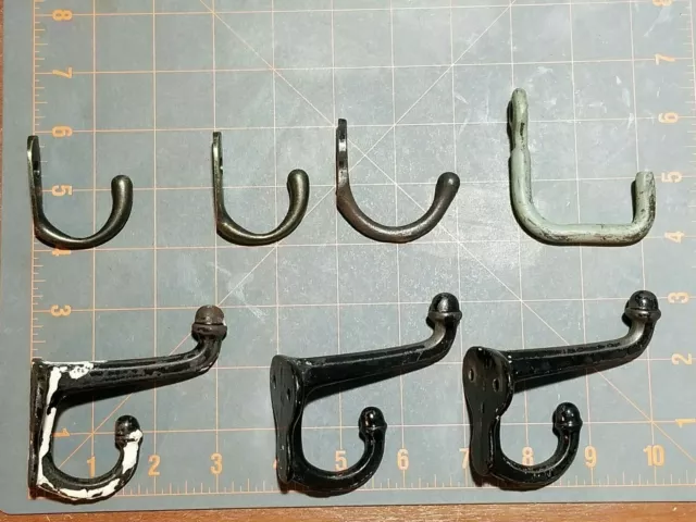 Lot of 7 Mix Hook Coat Hat Hooks. Some Look Vintage.