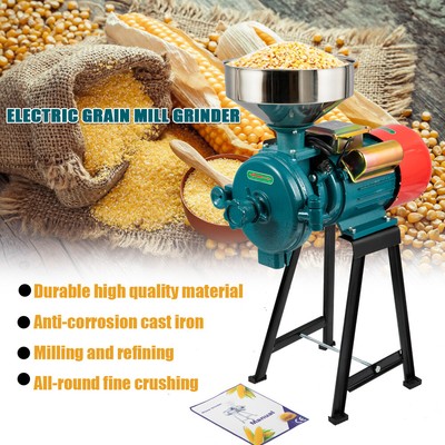 110V Electric Grinder Mill Grain Corn Wheat Feed/Flour Wet&Dry Cereal Machine US