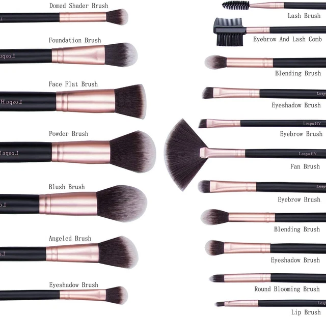[18 PEZZI] Pennelli Trucco Rosa Set Viso e Occhi per Fondotinta Correttori  3