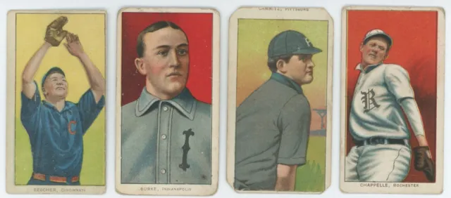 Lot of 4 Raw T206 (1909-1911) Cards - Bescher, Burke, Camnitz, Chappelle