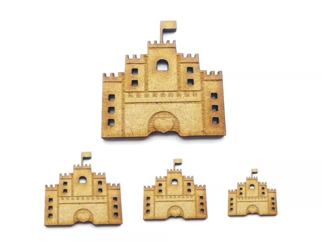 Wooden Mdf Castle Shape Ornament Laser Cut Embellishment