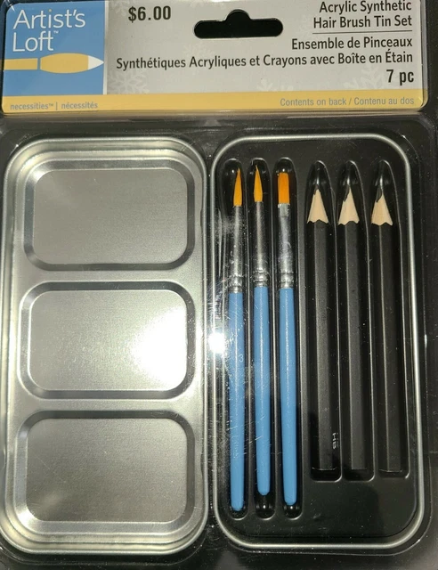 Artist's Loft Acrylic Synthetic Hair Paint Brush with Tin Set 7 Pieces. Lot of 2