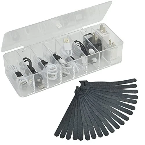 Electronics Organizer 8 Sections Clear Acrylic Cable Storage Bin Box Cord Hol...