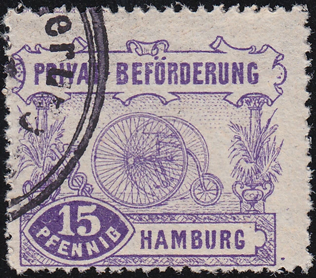 Stadtpost Hamburg 15 Pfg Eng gezähnt Mi.Nr. 15 B gestempelt Mi.Wert. 30 € (B153)