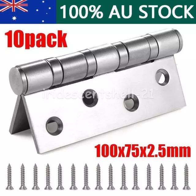 10x Door Hinges Stainless Steel 304 grade 100x75mm Door Hinges Gate Butt Hinge