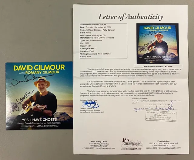 Multi Signed (2) David Gilmour Pink Floyd Polly Samson CD Cover AUTO JSA LOA
