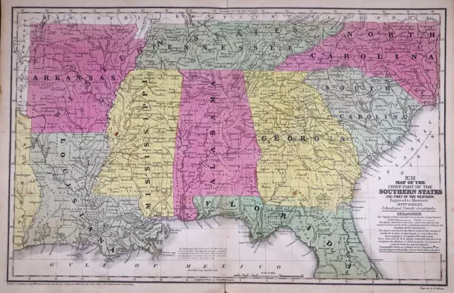 1839 Map ~ SOUTHERN GULF STATES - FLORIDA, LOUISIANA, S. CAROLINA (11x18)-#002