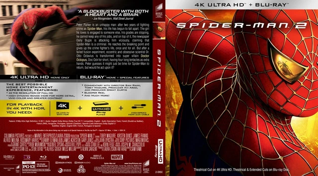 Spider-Man 2 (2004) 4K CUSTOM Cover W/ Empty Blu Case (No Discs) Tobey Maguire