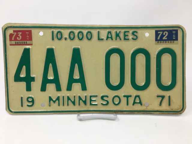 1971 Minnesota SAMPLE  License Plate MINN 71 72 73 Year Stickers 10000 LAKES