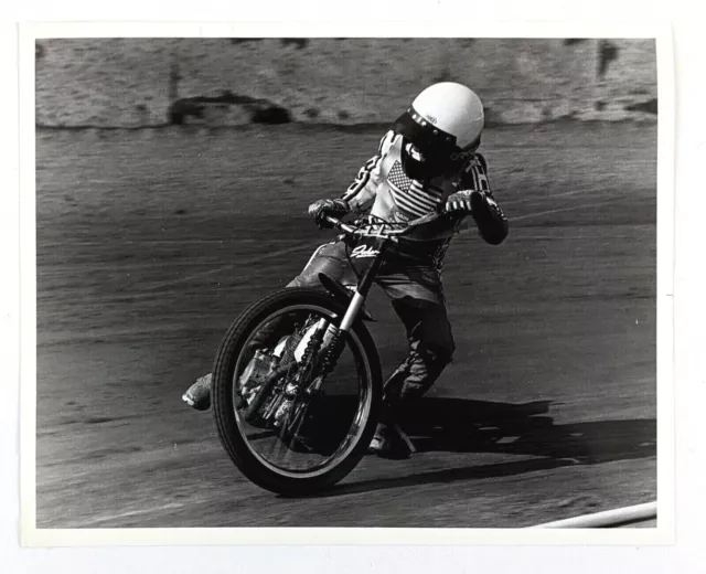 1980s Dirt Bike Motorcycle Racing Corner Slide Vintage Press Photo