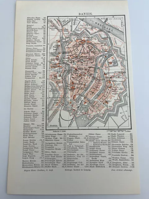 antikes Konvolut Landkarten Danzig: 4 alte Stadtpläne 1890 - 1910