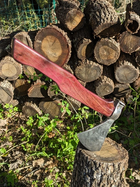 Hache Fait Main, RT, en Amarante, Fer Forgé, Outils Robuste