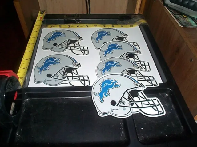6 Large Helmet stickers NFL Detroit Lions