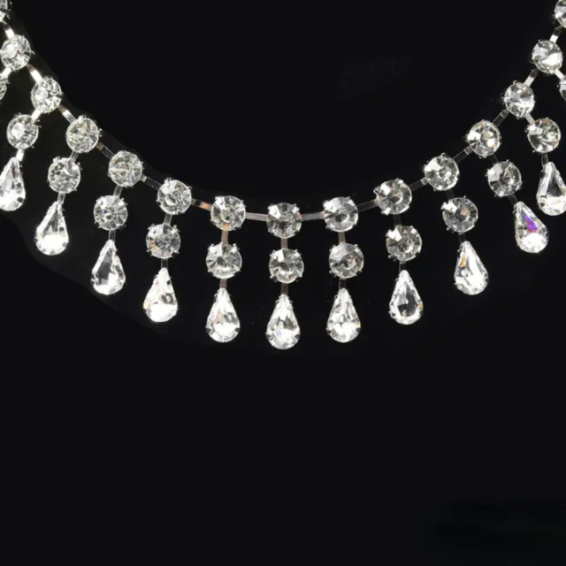 Shiny Crystal Rhinestone Trim Glitter Faux Diamond Fringe Chain DIY Decoration 2