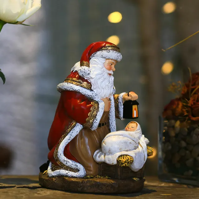 Décoration Père Noël figurine statue poupée de collection Santa Claus blanc  37cm