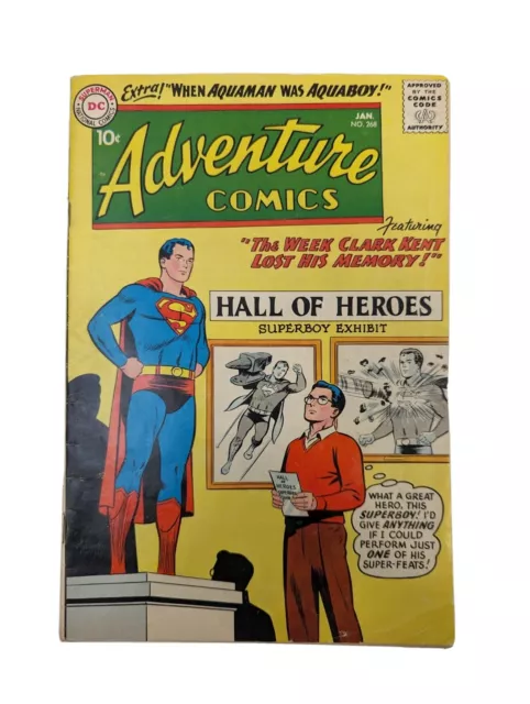 Adventure Comics 268 1St App. Of Aqualad 1960 Superboy Vg+