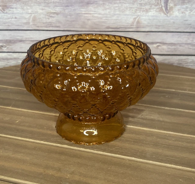 Vintage Amber Diamond Quilted Glass Hurricane Replcmt Lamp SHADE