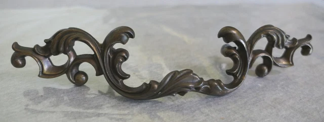 Vintage Antiqued Brass Ornate Cabinet Dresser Sideboard Drawer Pull Handle 8.5"