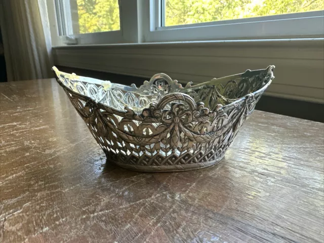 Antique 830 Swedish Silver Bonbonniere Basket