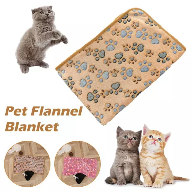 Cute Pet Sleep Warm Blanket Paw Print towl Dog Cat Puppy Fleece Soft Dog Bl G0J4 3
