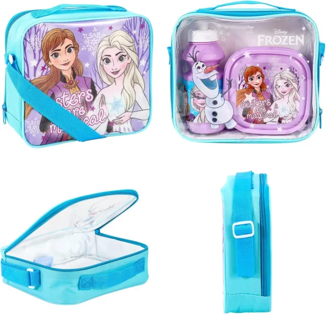 Disney Frozen 3 Piece Thermal Lunch Bag Sandwich Box & Drinks Bottle Set 810046