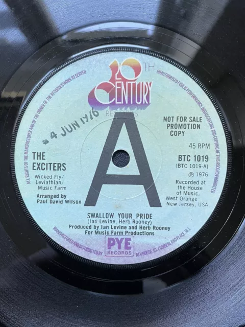 The Exciters Swallow Your Pride UK 7” 45 Promo Copy!!!!