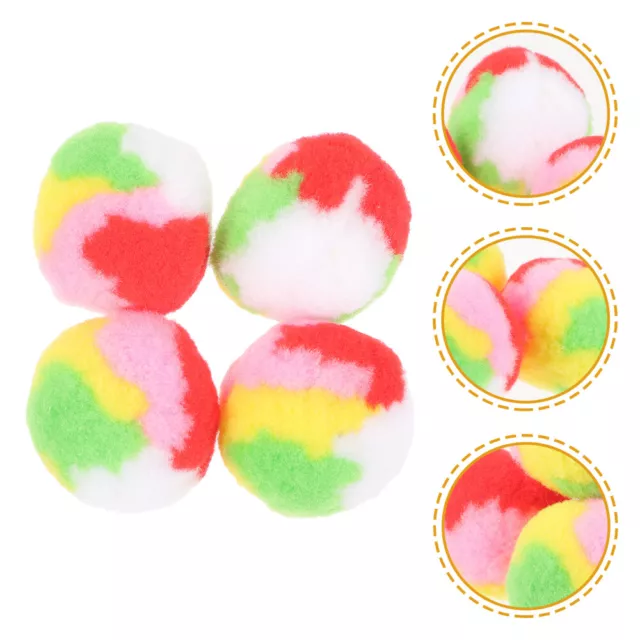 4 Pcs Cat Toy Ball Plush Small Kitten Pompon Toys Pet Scratching