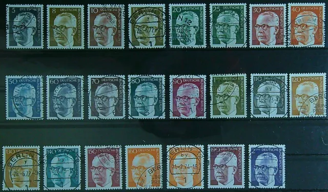 Berlin 1970-1972 MiNr. 359-433 gestempelt "Gustav Heinemann" Satz 23 Werte