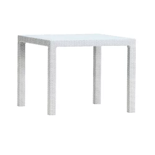 Tavolo Melody 94 quadrato in resina polirattan bianco 94x94x74 cm da giardino