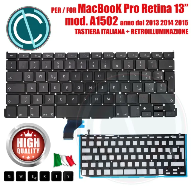 Tastiera italiana apple macbook pro 13 a1502 retina keyboard retro illuminata 2